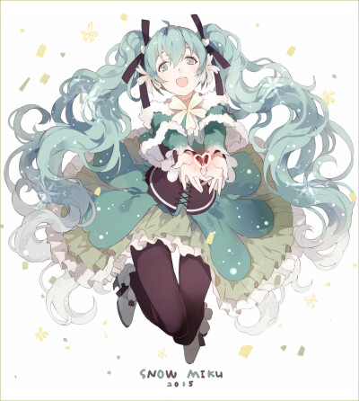 「二次元 少女」插画 原创 手绘 Pixiv 初音ミク -SNOW MIKU-[侵删]【id=43538105 畫師:Nine】