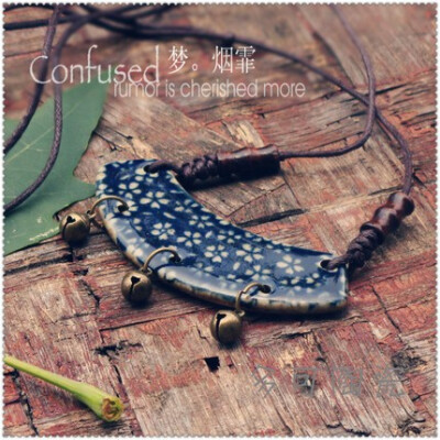 包邮 文艺森系饰品 衣服配饰长项链复古 小碎花陶瓷毛衣链丨碎铃 http://dwz.cn/igR7X