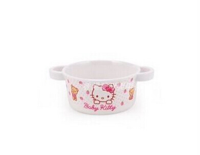  hellokitty独家授权，100%专柜正品原装进口，密胺儿童餐具双耳碗，【安全、健康、耐磨、耐摔】再也不怕宝宝把碗打翻，让宝宝爱上吃饭，打不翻的碗。 宝宝健康成长，妈妈更安心!建议：6个月或以上使用~