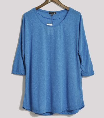 欧美风简洁宽松慵懒七分袖彩棉T恤蝙蝠衫罩衫女装大码