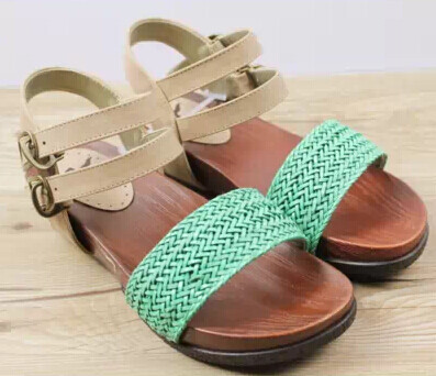 夏季编织凉鞋日系复古小清新搭扣沙滩鞋木屐休闲女鞋子