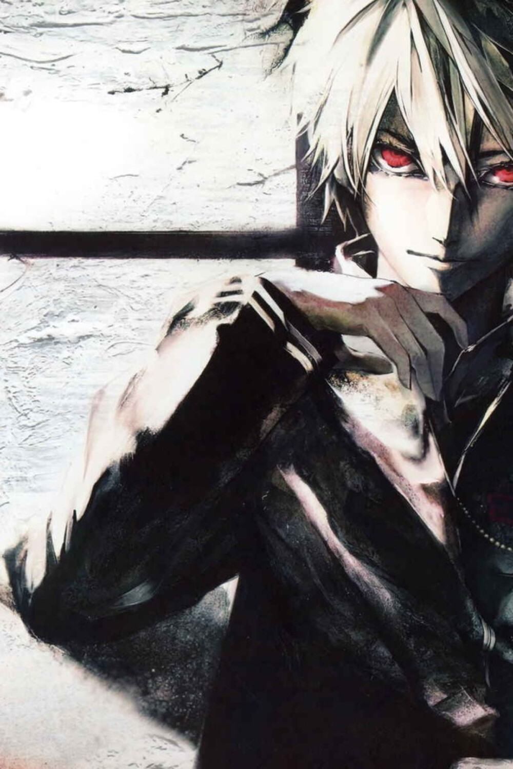 二次元插画 红眼帅哥 （当背景也不错）