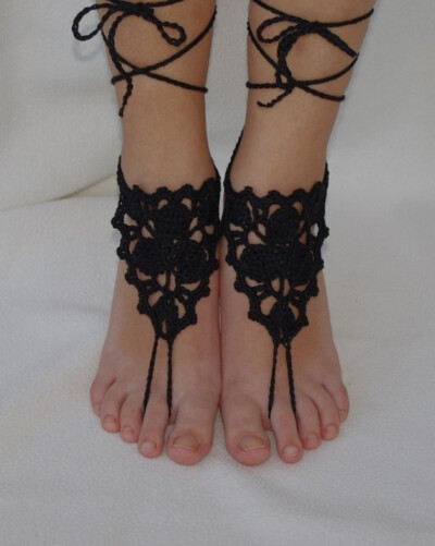 美丽脚饰#欧美夏季时尚barefoot sandals#钩编