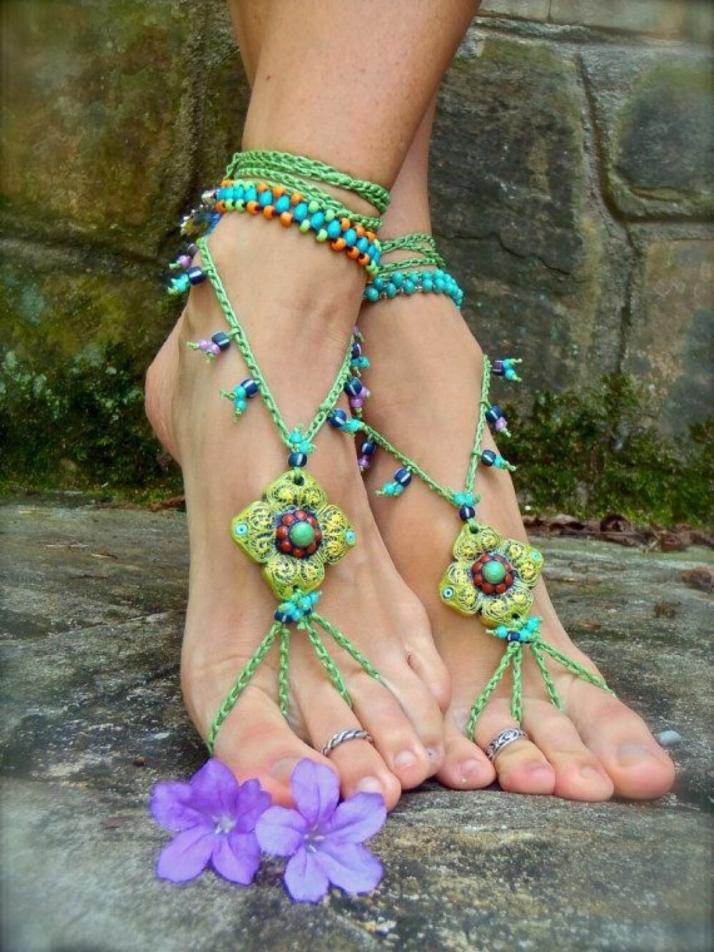 美丽脚饰#欧美夏季时尚barefoot sandals