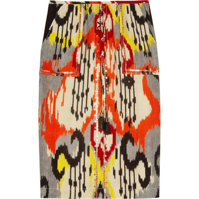 Altuzarra Tiger Ikat-print silk pencil skirt