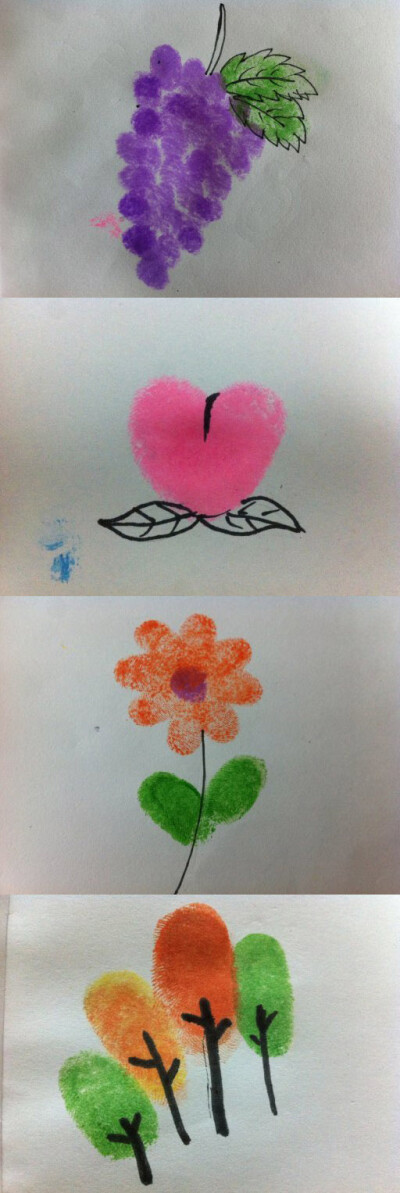 【美图*手绘空间】有时间教孩子用指纹作画吧，超有爱！（植物水果篇）：六一儿童节到了，祝小盆友们儿童节快乐！（3）