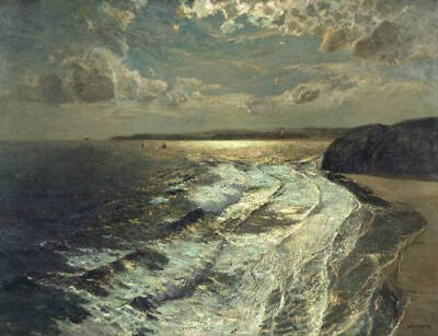 Moonlit Shore, 1911, Albert Julius Olsson. English (1864 ‑ 1942)..
