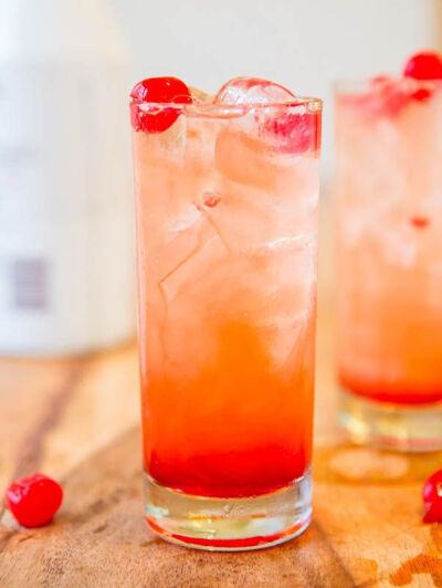 Malibu Sunset- Malibu rum, pineapple-orange juice, grenadine &amp;amp; maraschino cherries