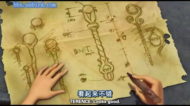 《奇妙仙子之失落的宝藏》中月光宝石权杖的设计图稿、