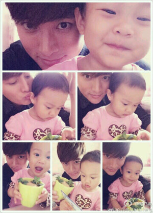 可爱小馨馨和帅帅笨笨的乃爸  爸比回来啦