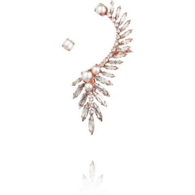 Ryan Storer Rose gold-plated, Swarovski crystal and pearl ear cuff