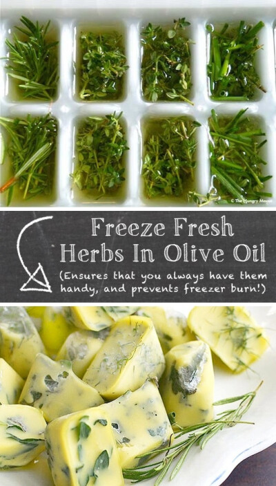 29. Freeze Herbs In Oil If you freeze your herbs in olive oil it will prevent them from browning and getting freezer burn. Not to mention they will always be handy, whether in season or not. Toss the …