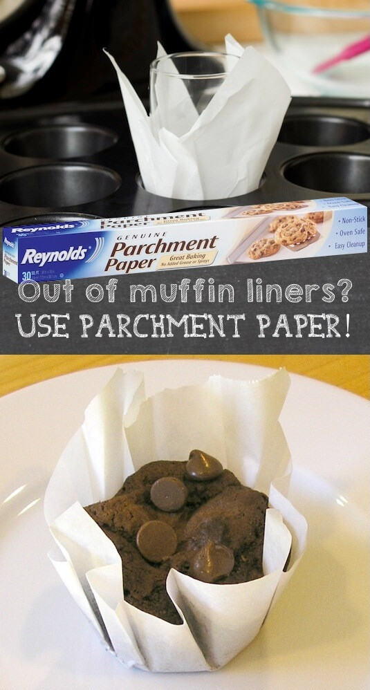 21. DIY Muffin Liners Well, shiver me timbers! People are smart. The next time you find yourself out of muffin liners with a full box of cinnamon streusel muffin mix to make, just use parchment paper. I need to invest in some of this stuff.