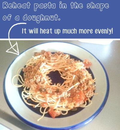 8. The Smart Way To Reheat Pasta Instead of stirring your pasta several times in between the cook time in your microwave, leave a small circle empty in the middle of your plate so that the pasta will …