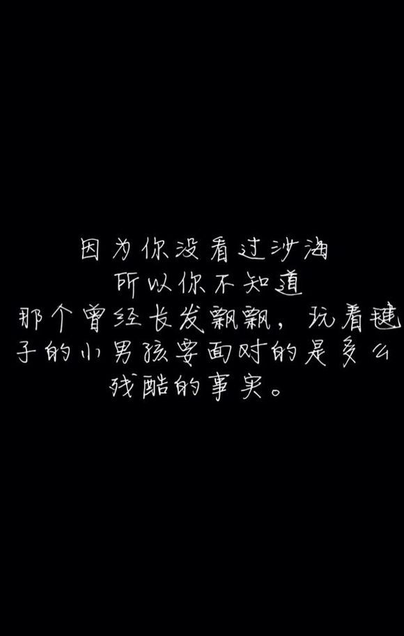 因为你没看过沙海，所以你不知道，那个曾经长发飘飘，玩着毽子的小男孩要面对的是多么残酷的事实。