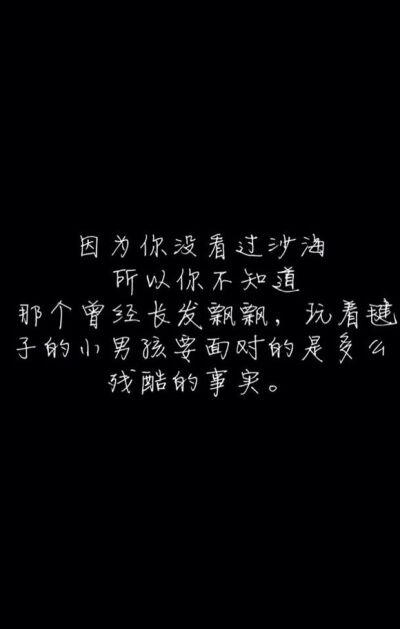 因为你没看过沙海，所以你不知道，那个曾经长发飘飘，玩着毽子的小男孩要面对的是多么残酷的事实。