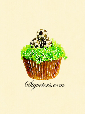 手绘水彩插画 食物谢列--蛋糕甜点搞点--纪念14巴西世界杯--足球蛋糕
