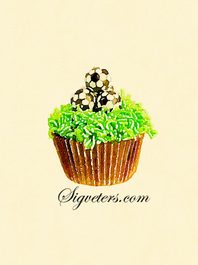 手绘水彩插画 食物谢列--蛋糕甜点搞点--纪念14巴西世界杯--足球蛋糕