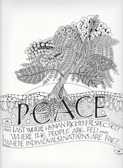 Peace Tree - Long Village Lettering on flickr zentangle group 7 1