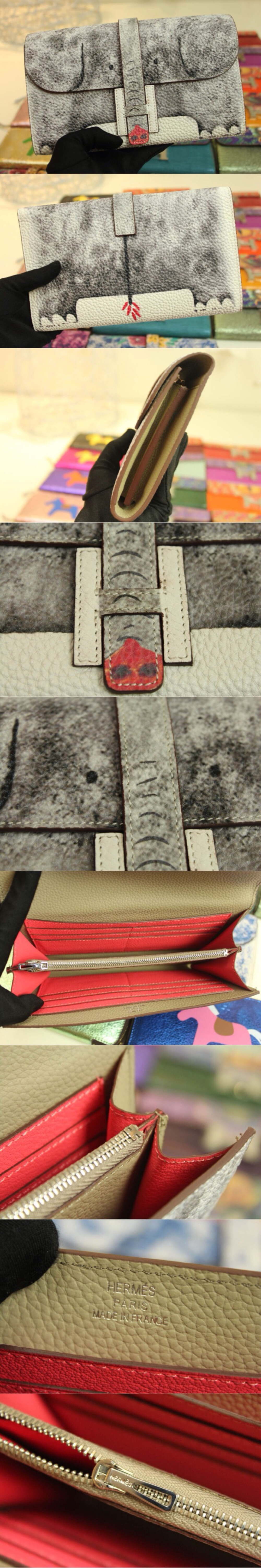 HERMES原单 里外全皮进口Togo手抓包。手工彩绘图案，非常美 底长约：23（cm）