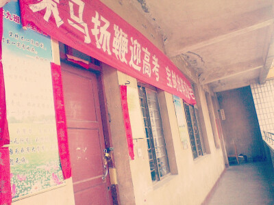 百日宣誓那天，我们举着条幅唱歌。各种励志歌，唱了好久，学校领导让停我们却还一直唱，仿佛歌声一停我们就要分道扬镳一样。