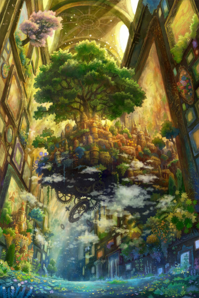 絵画世界 p站 二次元 插画 壁纸 风景 树