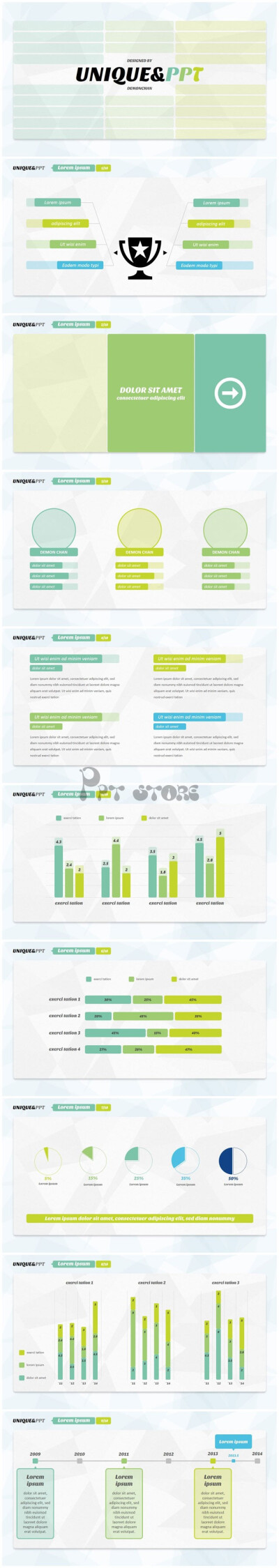 实用报告答辩 明快配色 多图表高级商务PPT模板l