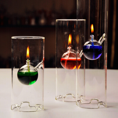mxmade超美创意透明玻璃圆筒油灯荷叶底 特色结婚礼物代替烛台