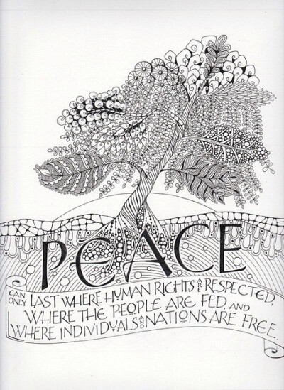 Peace Tree - Long Village Lettering on flickr zentangle group