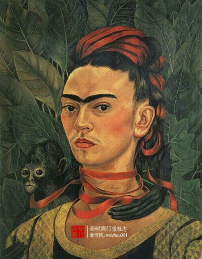 认识世界名画家 ▍If every painting is the face of a uni-browed woman, it’s Frida. 画中是个有连心眉的女人，那是弗里达画的（插嘴：墨西哥女人都是连心眉吗？那三撇小胡子又是怎么回事啊！）