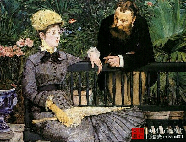 认识世界名画家 Dappled light and unhappy party-time people, then it’s Manet. 光斑，外加愁眉苦脸的Party，马奈。