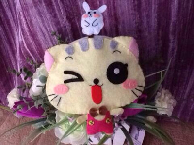 不织布cc猫零钱钥匙包