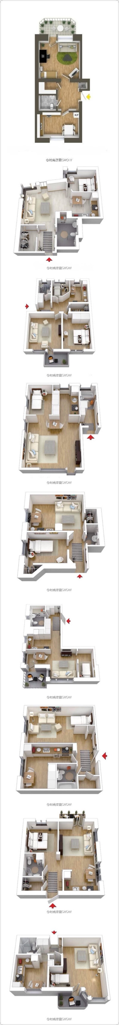 40~45平单身公寓户型图，先收藏再说。