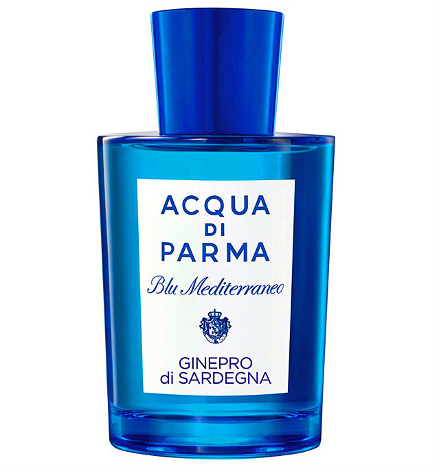 帕尔玛之水(Acqua di Parma)蓝色地中海撒丁岛刺柏香水：为了体现地中海撒丁岛阳光普照、略带咸湿的海岸风情，这款香水从撒丁岛的杜松子中汲取海洋的能量，融合胡椒和肉豆蔻的香气，令地中海的气息满溢。容量150ml，售价78英镑(约合人民币817.5元)。