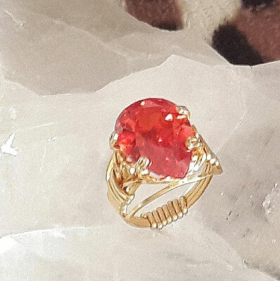 开心线艺（绕线）方线包镶红宝石