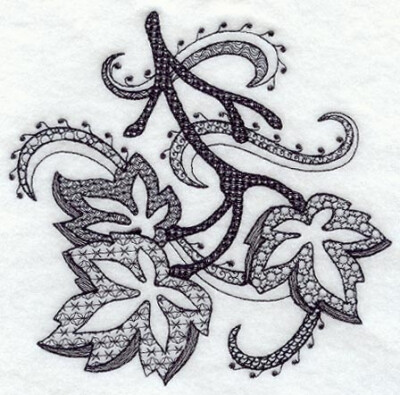  This design features autumn leaves in a one-color blackwork style.