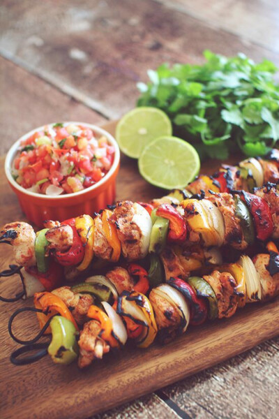 Marinated Chicken Fajita Kabobs.