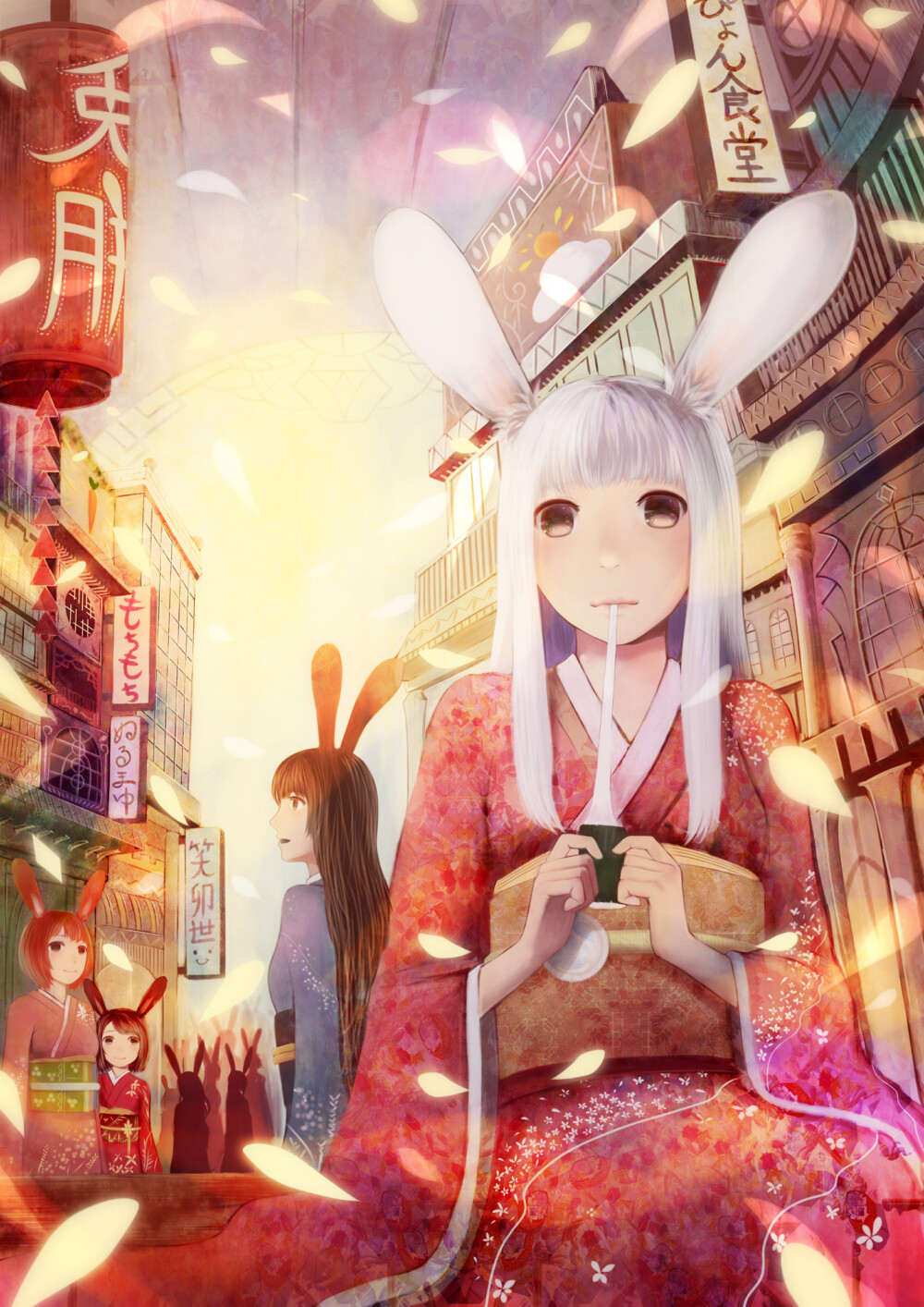 p站 二次元 插画 少女 头像 原创 壁纸 うさうさ商店街 属 过年 和服
