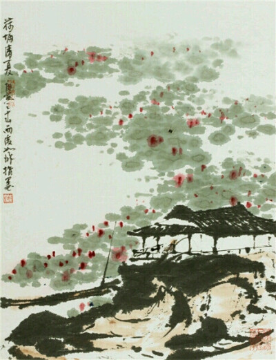 崔如琢指墨画 荷塘清夏 47×37cm 2010年