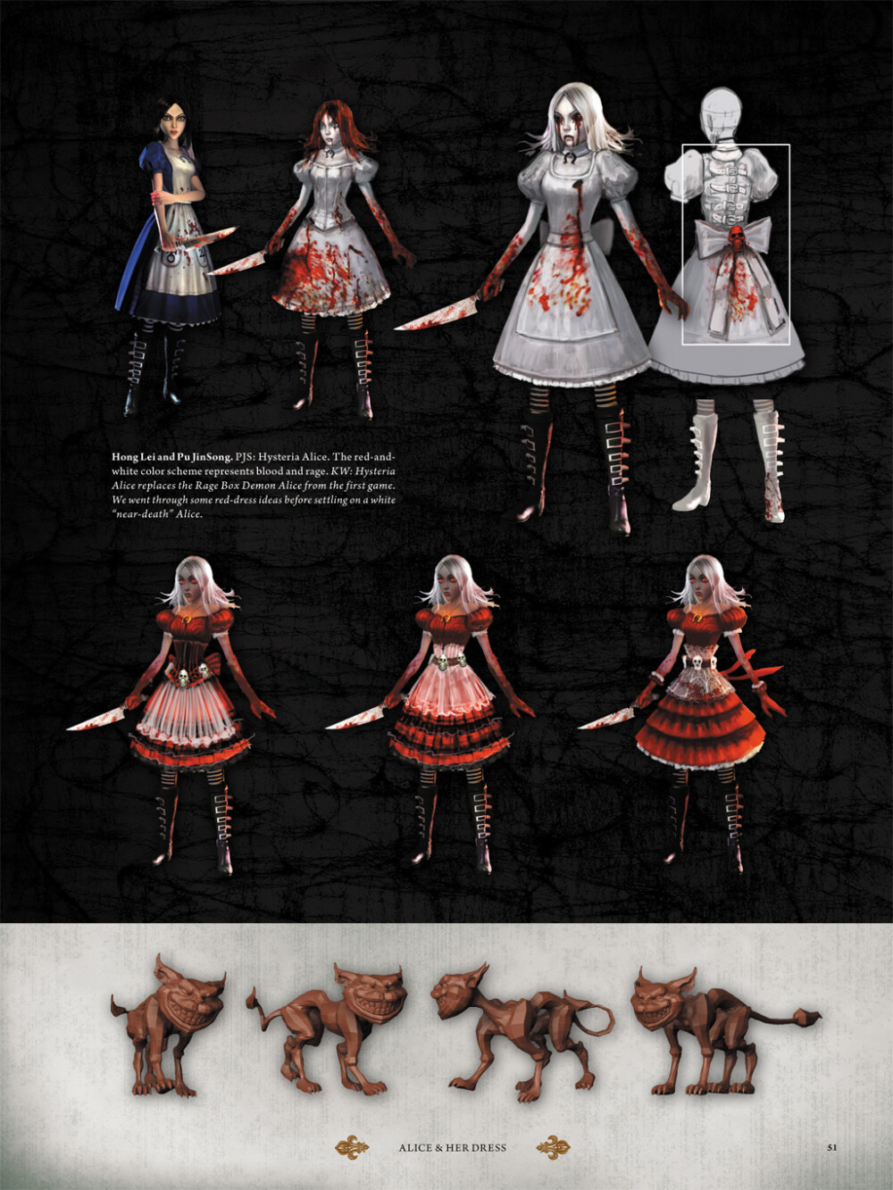 《爱丽丝：疯狂回归（Alice: Madness Returns）》是一部动作冒险游戏。玩家将扮演一名来自疯人院的患者爱丽丝，她努力在与自己不太正常的精神做斗争的同时，去了解自己的过去。主角将不断地在真实世界和爱丽丝幻想中的世界（也就是所谓的仙境）中穿梭，并使用胡椒研磨器、掉脑袋切切、小独角砸砸以及其他武器与一些幻想的敌人进行近身战斗。