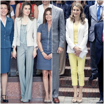 西班牙就要迎来新国王了，而准王后Letizia 也是欧洲皇室数一数二的时尚icon。平民出身的她婚前是电视主播，当了王妃也经常穿西装、裤装，像个时髦干练的职业女性。除了各种梦幻礼服look和简洁上班族look，还有皮衣甚至连体裤。不过无论穿什么，她的端庄一点都不会少。