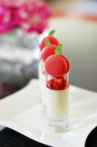 Panna Cotta with raspberry macaron