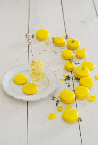 ricotta thyme and lemon confit macarons