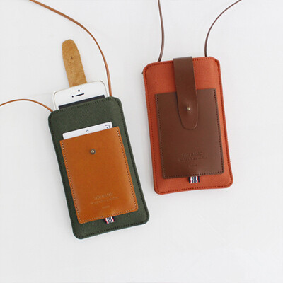 韩国进口indigo第二代帆布格子系列苹果iPhone55S挂绳手机包