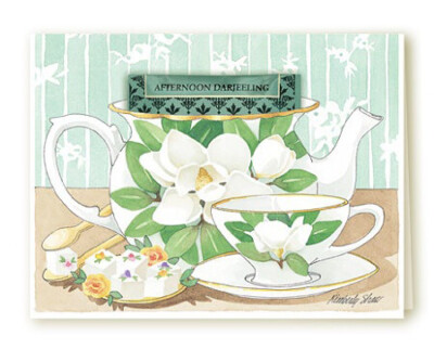 Kimberly shaw，teacup greeting card，祝福卡，手绘，美不胜收的茶杯