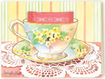 Kimberly shaw，teacup greeting card，祝福卡，手绘，美不胜收的茶杯