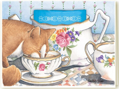 Kimberly shaw，teacup greeting card，祝福卡，手绘，美不胜收的茶杯