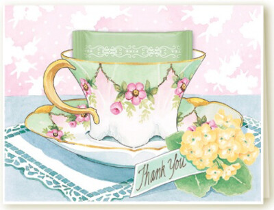 Kimberly shaw，teacup greeting card，祝福卡，手绘，美不胜收的茶杯