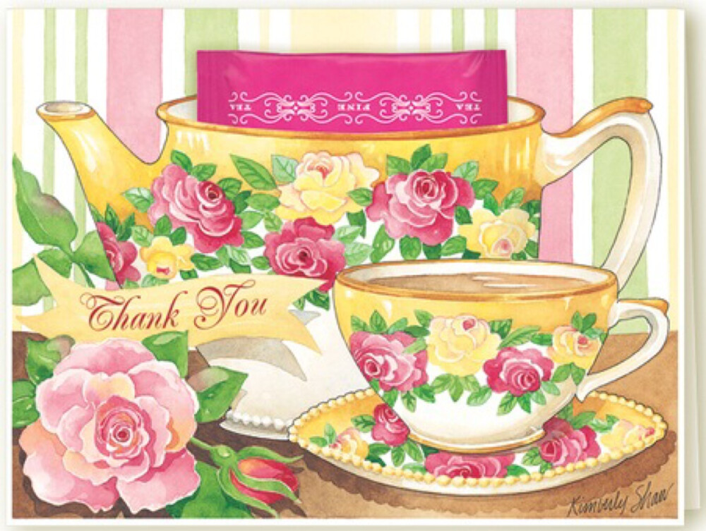 Kimberly shaw，teacup greeting card，祝福卡，手绘，美不胜收的茶杯