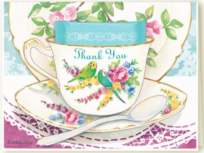 Kimberly shaw，teacup greeting card，祝福卡，手绘，美不胜收的茶杯